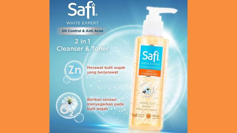 Produk Safi untuk Kulit Berjerawat - White Expert Oil Control & Anti Acne 2 in 1 Cleanser and Toner
